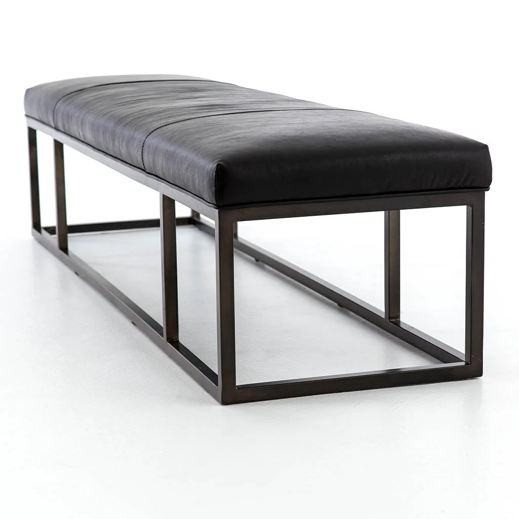 Beaumont Leather Bench - Rider Black - Image 4