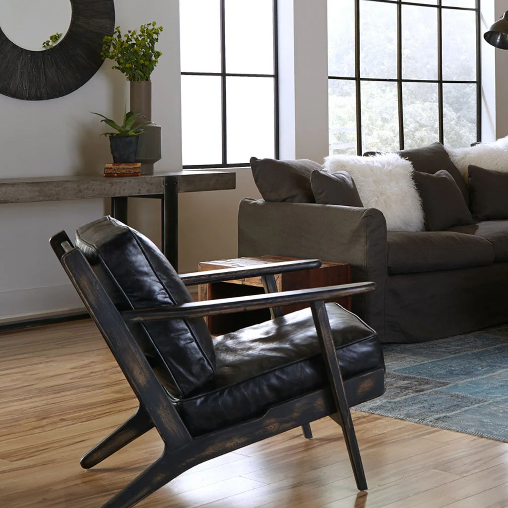 Brooks Lounge Chair - Rialto Ebony Leather - Image 4