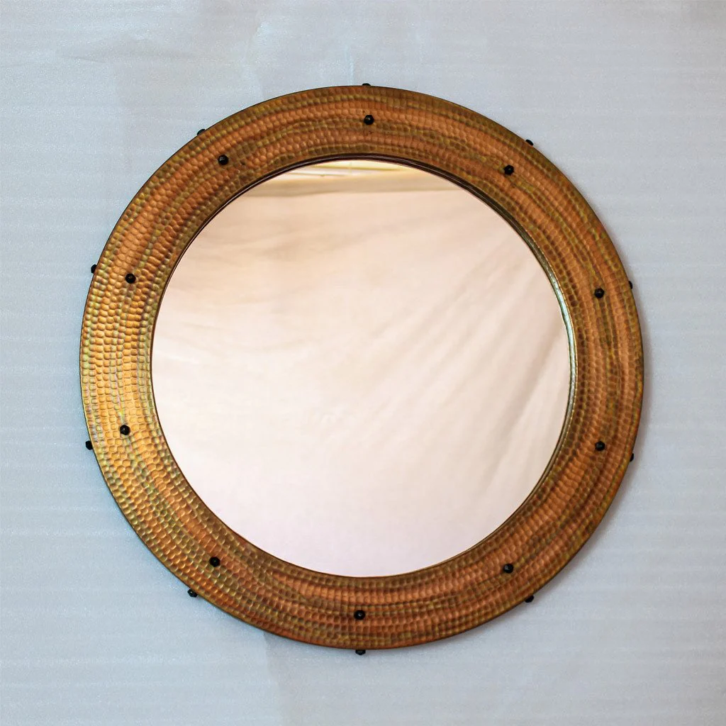 Round Hammered Copper Mirror - Image 5