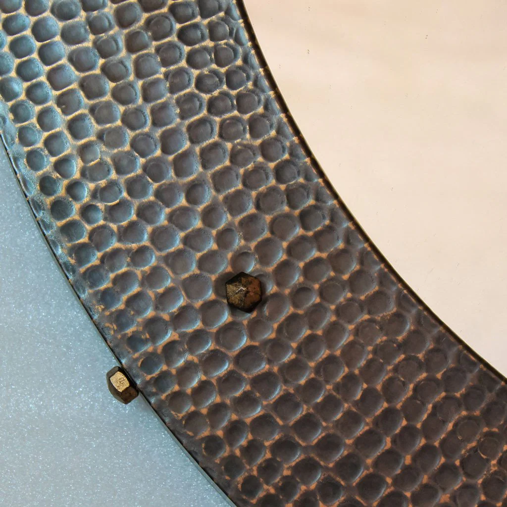Round Hammered Copper Mirror - Image 6