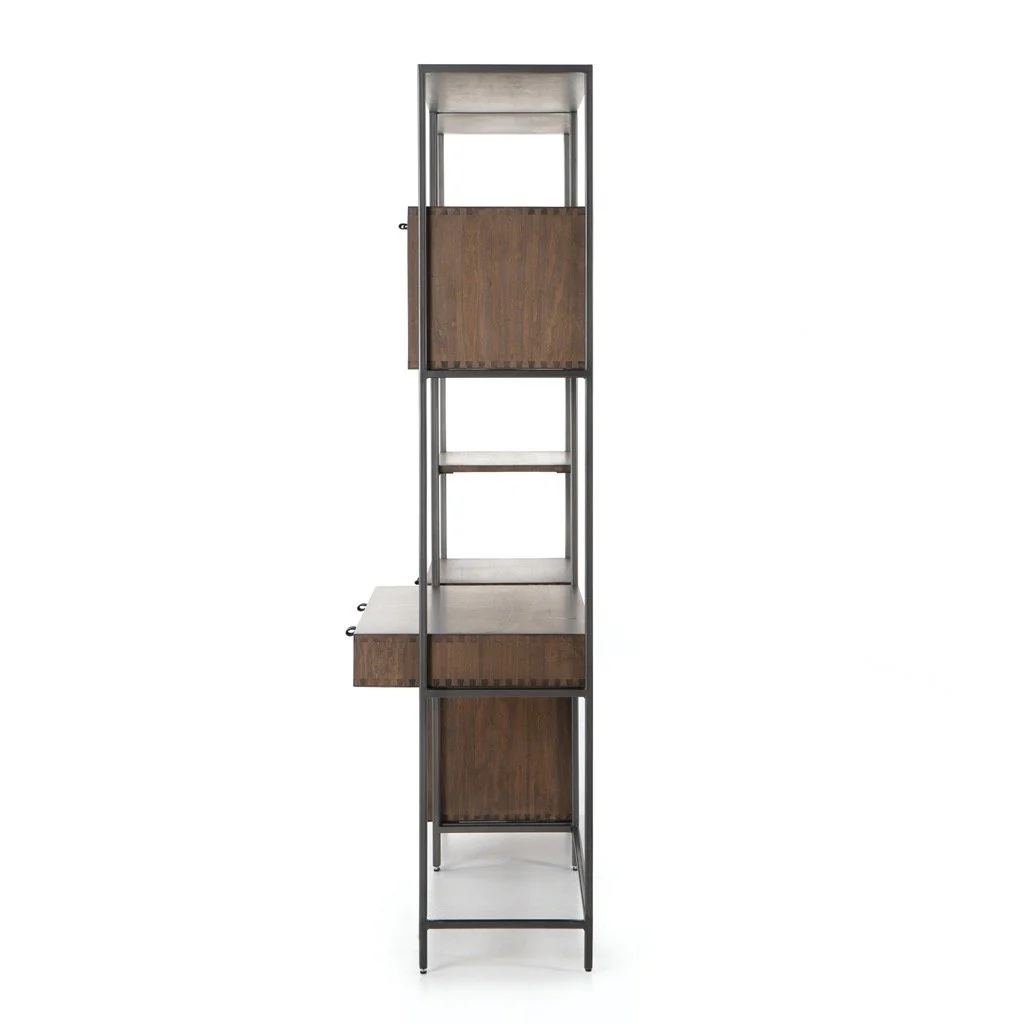 Trey Modular Wall Desk W/ 1 Bookcase - Auburn Poplar - Image 4