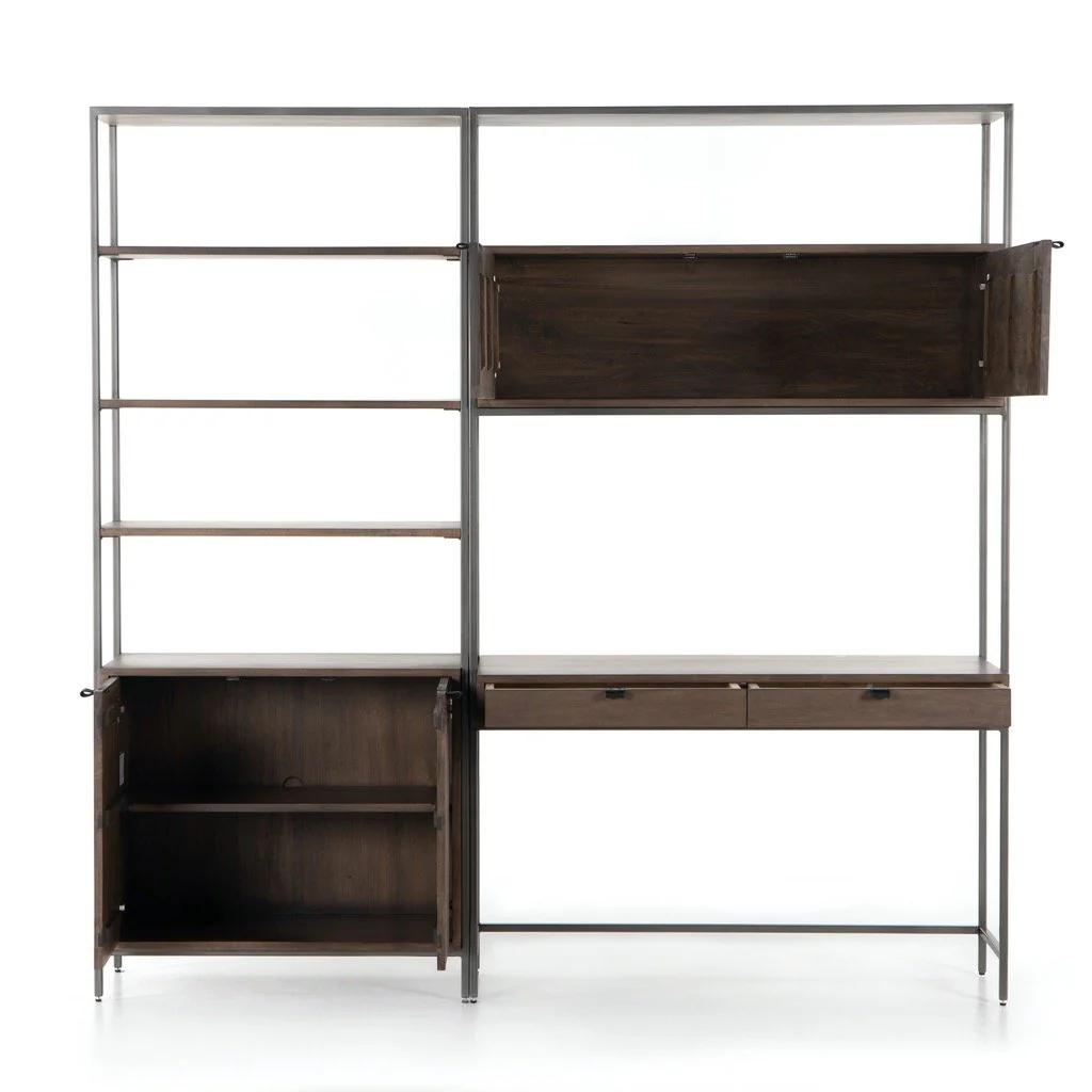 Trey Modular Wall Desk W/ 1 Bookcase - Auburn Poplar - Image 6
