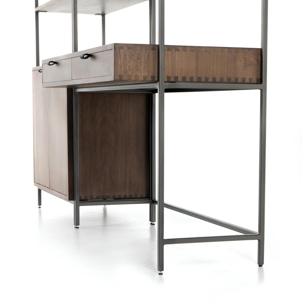 Trey Modular Wall Desk W/ 1 Bookcase - Auburn Poplar - Image 9